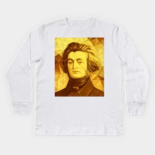 Adam Mickiewicz Golden Portrait | Adam Mickiewicz Artwork 9 Kids Long Sleeve T-Shirt